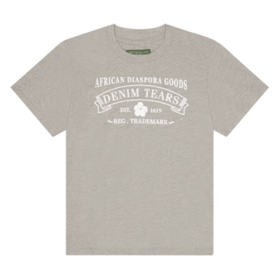 front view of ADG Tee Heather Grey with front graphic