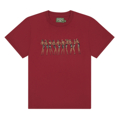 front view of Cotton Club Tee Burgundy with front graphic