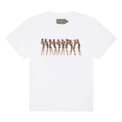 front view of Cotton Club Tee White with front graphic